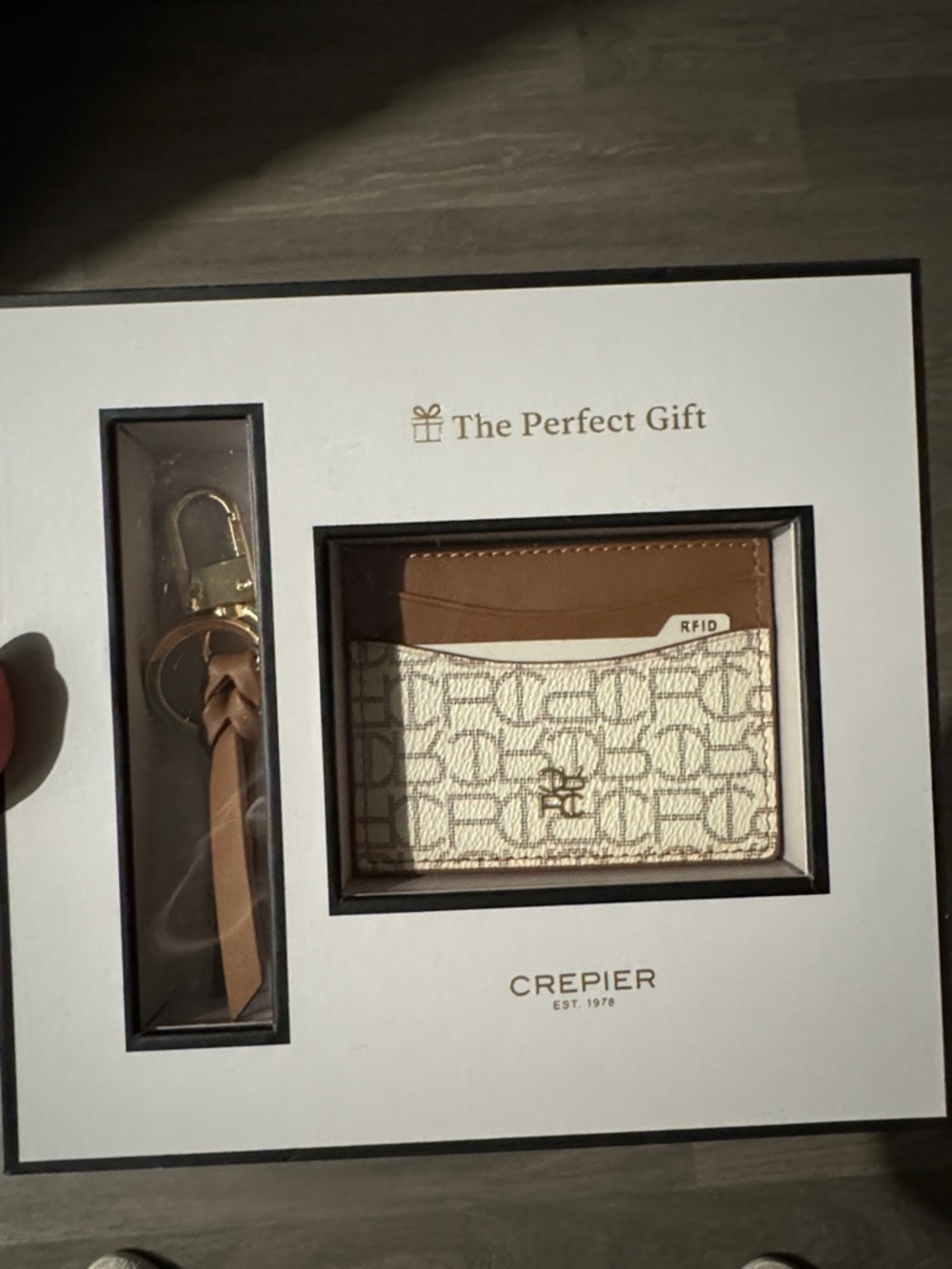 Tan & Cream RFID Card Holder with Matching Keychain